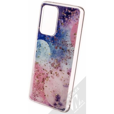 Pouzdro 1Mcz Gold Glam Galaxie TPU ochranné Samsung Galaxy A52, Galaxy A52 5G, Galaxy A52s 5G tmavě modrá růžové