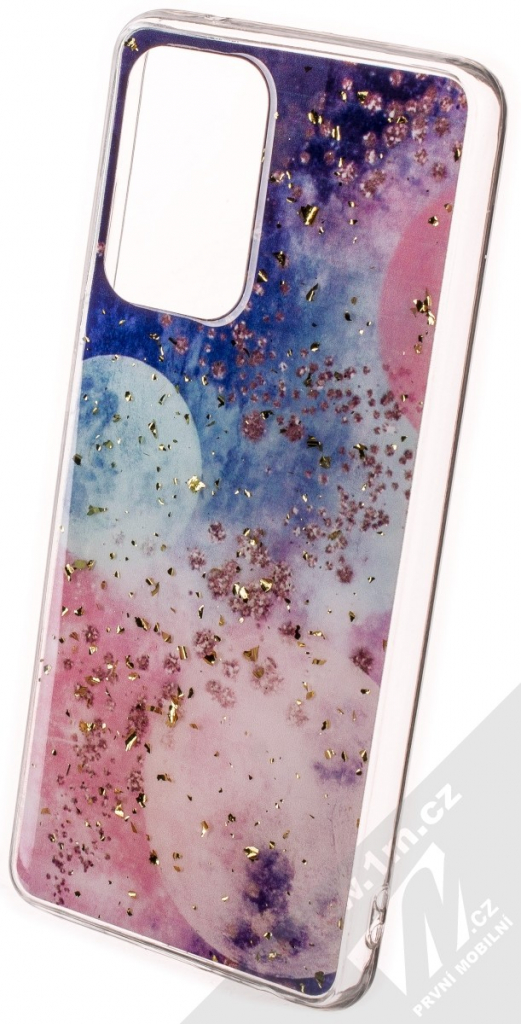 Pouzdro 1Mcz Gold Glam Galaxie TPU ochranné Samsung Galaxy A52, Galaxy A52 5G, Galaxy A52s 5G tmavě modrá růžové