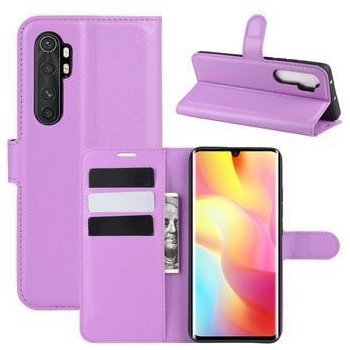 Pouzdro Litchi PU kožené peněženkové Xiaomi Mi Note 10 Lite - fialové