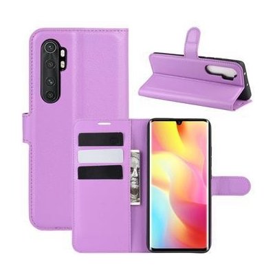 Pouzdro Litchi PU kožené peněženkové Xiaomi Mi Note 10 Lite - fialové