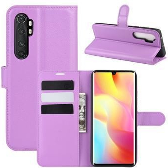 Pouzdro Litchi PU kožené peněženkové Xiaomi Mi Note 10 Lite - fialové
