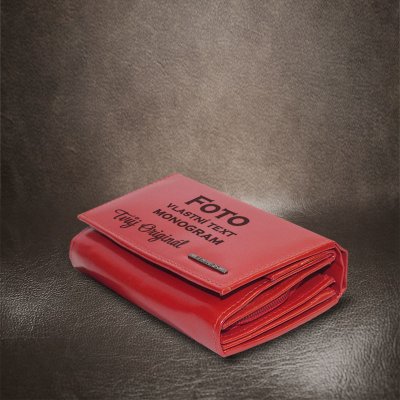 Dámská červená kožená peněženka BELLUGIO s monogramem, textem nebo fotkou – Zboží Mobilmania