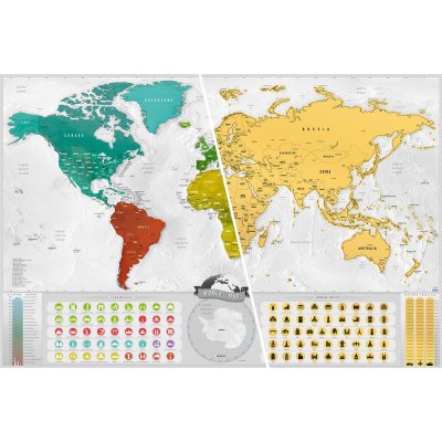 Giftio Stírací Mapa Světa Deluxe Blanc - Zlatá