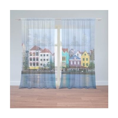 Sablio Záclony Domky u moře: 2ks 150x250cm – Hledejceny.cz