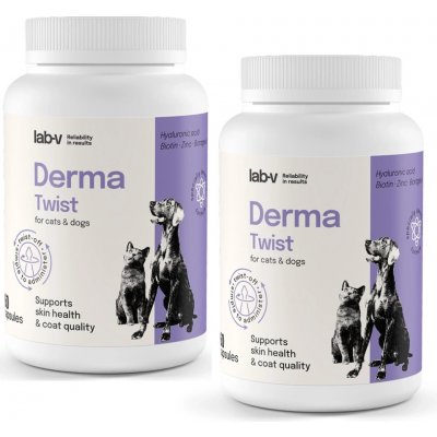 Lab-v Derma Twist podpora kůže, srsti a ochranných bariér pro psy a kočky 2 x 60 twist off kapslí – Hledejceny.cz