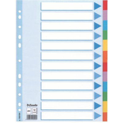 Rozlišovač kartonový Esselte A4, 12 listů – Zboží Živě