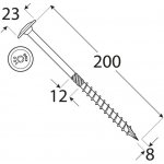 DOMAX CT tesařský konstrukční vrut s talířovou hlavou zinek žlutý DMX ø (mm): 8, délka vrutu: 200, TORX: T40 – Zboží Mobilmania