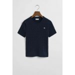 Gant Stretch Cotton Cable Ss C-neck Evening Blue – Zboží Dáma