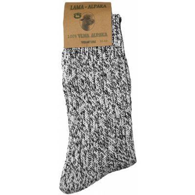 Ponožky z vlny lama alpaka Volný lem bíločerná
