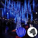 ROSNEK 192 LED Meteor Shower Fairy Lights Meteor Icicle Lights Vánoční venkovní dekorace modrá – Hledejceny.cz