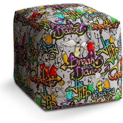 Sablio taburet Cube graffiti 40x40x40 cm