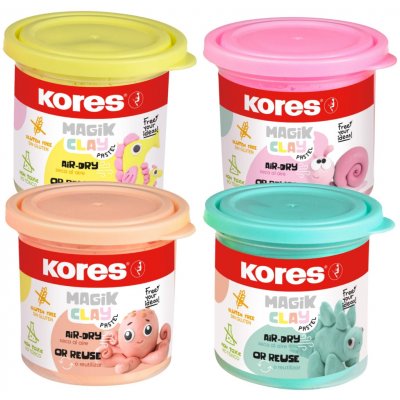 KORES Modelovací hmota MAGIC CLAY PASTEL set 4 barvy á 40g – Sleviste.cz