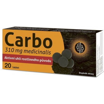 Carbo medicinalis 310 mg aktivní uhlí 20 tablet – Hledejceny.cz