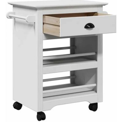 Servírovací stolek kolečka dřevo bílá NoBi NORMAN – Zboží Dáma