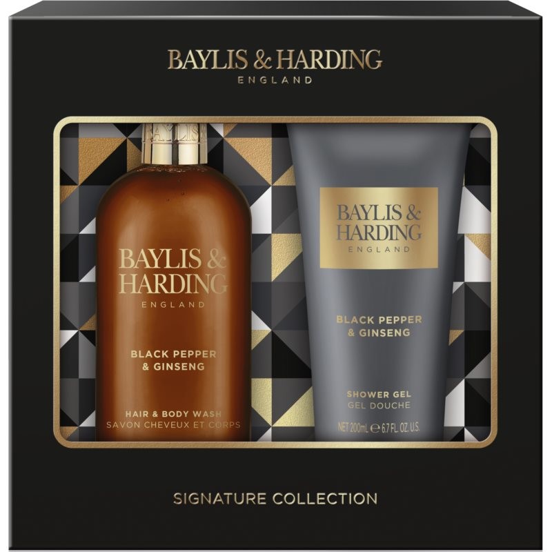 Baylis & Harding Black Pepper & Ginseng mycí gel na tělo a vlasy 300 ml + sprchový gel 200 ml dárková sada