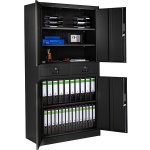 Tectake Kovová archivační skříň na spisy 2 zásuvky, černá/černá – Sleviste.cz