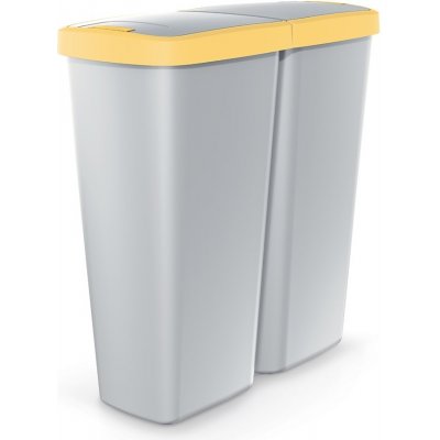 Prosperplast Odpadkový koš DUO šedý, 50 l, žlutá / šedá