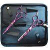 Kadeřnické nůžky PRO FEEL JAPAN SET Pink Black sada profesionálních 5,5´ kadeřnických nůžek