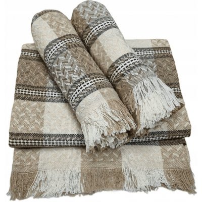 Eurofirany přehoz na postel tkaný béžová kostkovaný 170 x 205 cm – Hledejceny.cz