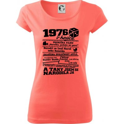 1976 v kostce Dámské triko Pure Korálová – Zboží Dáma