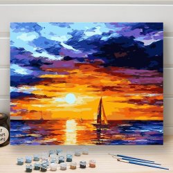Malování podle čísel Západ slunce nad mořem