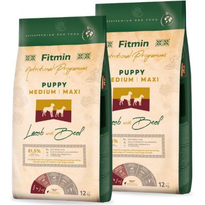 Fitmin Puppy Medium Maxi Lamb & Beef 2 x 12 kg