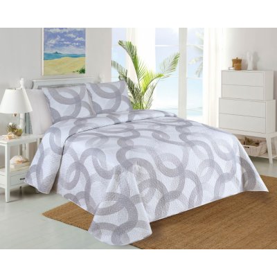 Jahu přehoz na postel CIRCULO šedý kruhy 220 x 240 cm, 2 ks 45 x 45 cm – Zboží Dáma