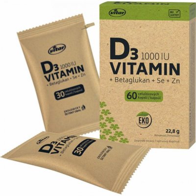 Vitar Vitamin D3 1000IU+betaglukan EKO 60 kapslí – Hledejceny.cz