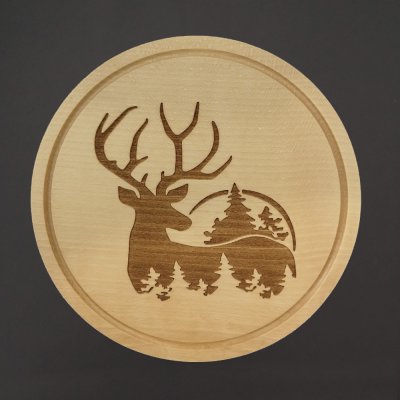 AMADEA Dřevěné servírovací prkénko - podnos jelen, masivní dřevo, 25 cm – Zboží Mobilmania