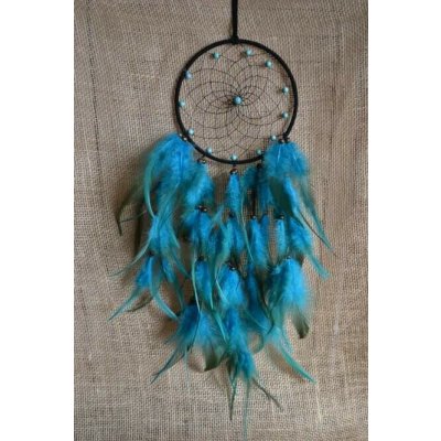 Lapač snů 50 cm černý s tmavě tyrkysovými peříčky – Zboží Dáma