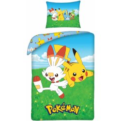 Halantex bavlna povlečení Pokémoni motiv Scorbunny a Pikachu 140x200 70x90