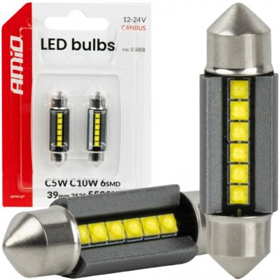 AMIO LED žárovky sufit 39mm C5W C10 bílá, 6SMD 2525, Canbus, 12/24V - 2ks – Hledejceny.cz