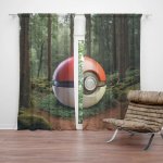 Sablio Závěs Pokemon ball Les: 2ks 140x250cm – Hledejceny.cz