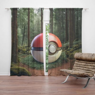 Sablio Závěs Pokemon ball Les: 2ks 140x250cm – Hledejceny.cz