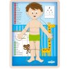 Dřevěná hračka Woody oboustranné puzzle Lidské tělo chlapec anglicky