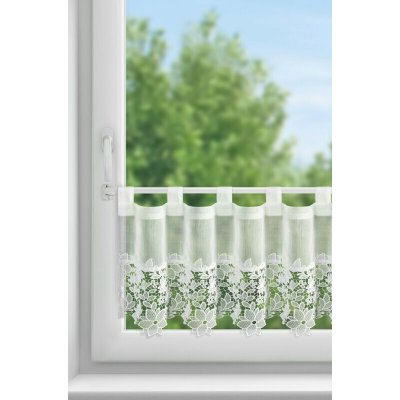 HOTOVÁ VITRÁŽKOVÁ ZÁCLONA ARTEMIDA NA POUTKÁCH 150X40CM BÍLÁ – Hledejceny.cz