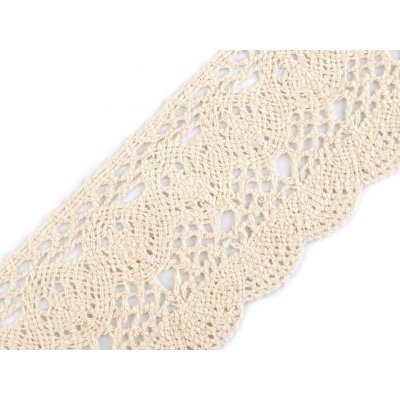Bavlněná krajka paličkovaná šíře 75 mm Balení: 1 m, Varianta: 2 béžová světlá – Zboží Dáma