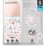 Suavinex sada lahvička + Dudlík Fyz. Klip Memories růžová 270ml – Hledejceny.cz