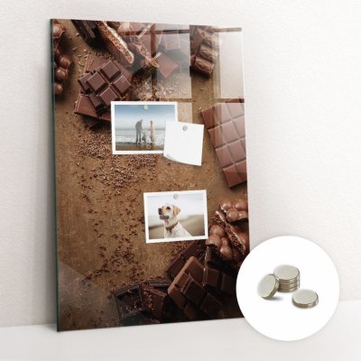 tulup Magnetická Tabule na Zeď Skleněná - Memo Board Kleněnou Přední Stranou - 5 magnetů v balení - 60 x 40 cm - Čokoládové tyčinky