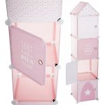 Atmosphera for kids Skříň se zásuvkami regál knihovna police na drobnosti 4 přihrádky 34x140x32 cm růžová barva – Zboží Dáma