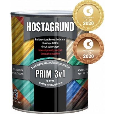 Barvy a laky Hostivař Antikorozní barva HOSTAGRUND PRIM 3v1 S2177 0,6 L 0240 hnědá střední