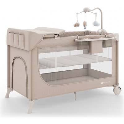 Kinderkraft cestovní postýlka LEODY UP beige – Sleviste.cz