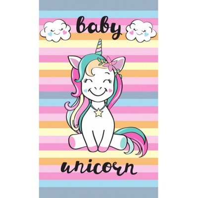 Carbotex dětský froté ručník BABY UNICORN jednorožec na duhové digitál 30 x 50 cm