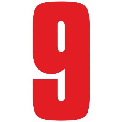 Samolepicí 9 červená samolepící vinylová fólie arch 5 ks - čísla 75 mm – Sleviste.cz