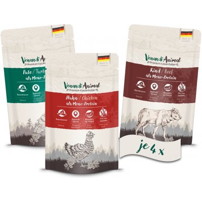 Venandi Animal 4 x kuřecí 4 x kachní 4 x hovězí 12 x 125 g