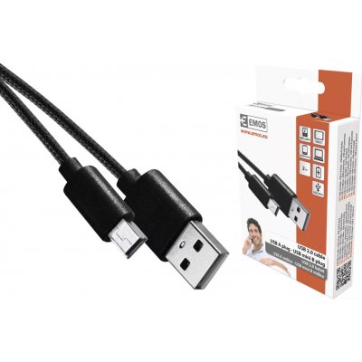 Emos SM7009BL USB 2.0 A/M - mini B/M, 2m, černý – Hledejceny.cz