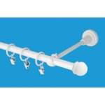 OK-GarnýžeCZ Garnýž kovová jednořadá 19mm Todi bílá 160 cm do stěny / kroužky s žabkou – Zboží Mobilmania