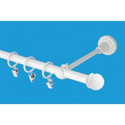 OK-GarnýžeCZ Garnýž kovová jednořadá 19mm Todi bílá 160 cm do stěny / kroužky s žabkou – Zboží Mobilmania