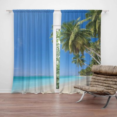 Závěsy Palmová pláž: 2 ks - 140x250 cm - Sablio – Hledejceny.cz