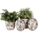 Dekorace keramické vajíčko s modrými květy Blusia L - Ø 14*16 cm – Sleviste.cz